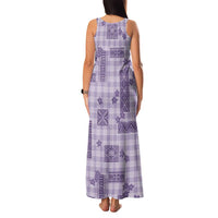Hawaiian Quilt Tapa On Lilac Palaka Motifs Family Matching Tank Maxi Dress and Hawaiian Shirt