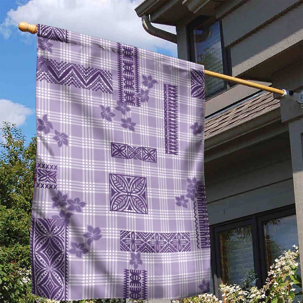 Hawaiian Quilt Tapa On Lilac Palaka Motifs Garden Flag LT7 - Polynesian Pride