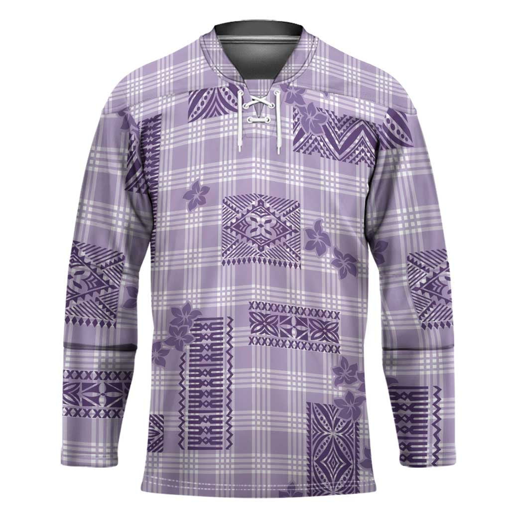 Hawaiian Quilt Tapa On Lilac Palaka Motifs Hockey Jersey