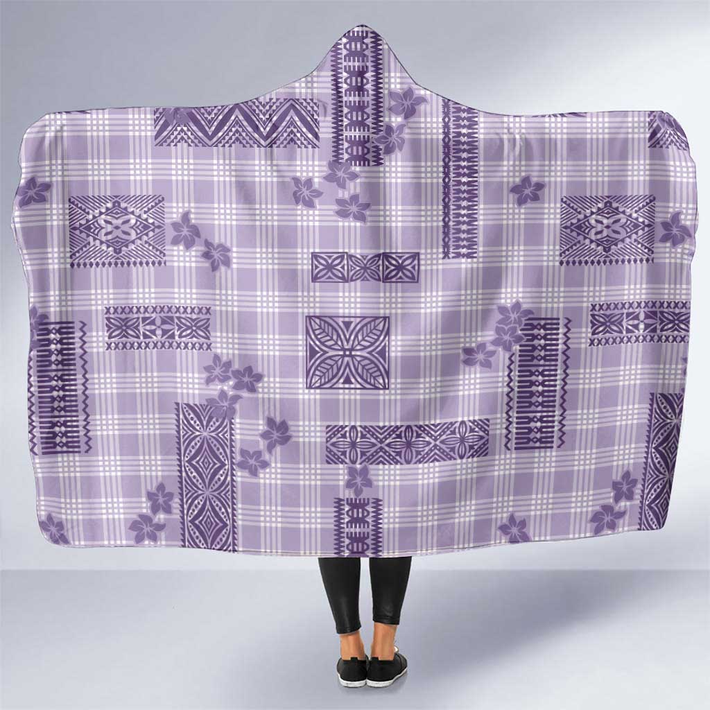 Hawaiian Quilt Tapa On Lilac Palaka Motifs Hooded Blanket LT7 One Size Lilac - Polynesian Pride