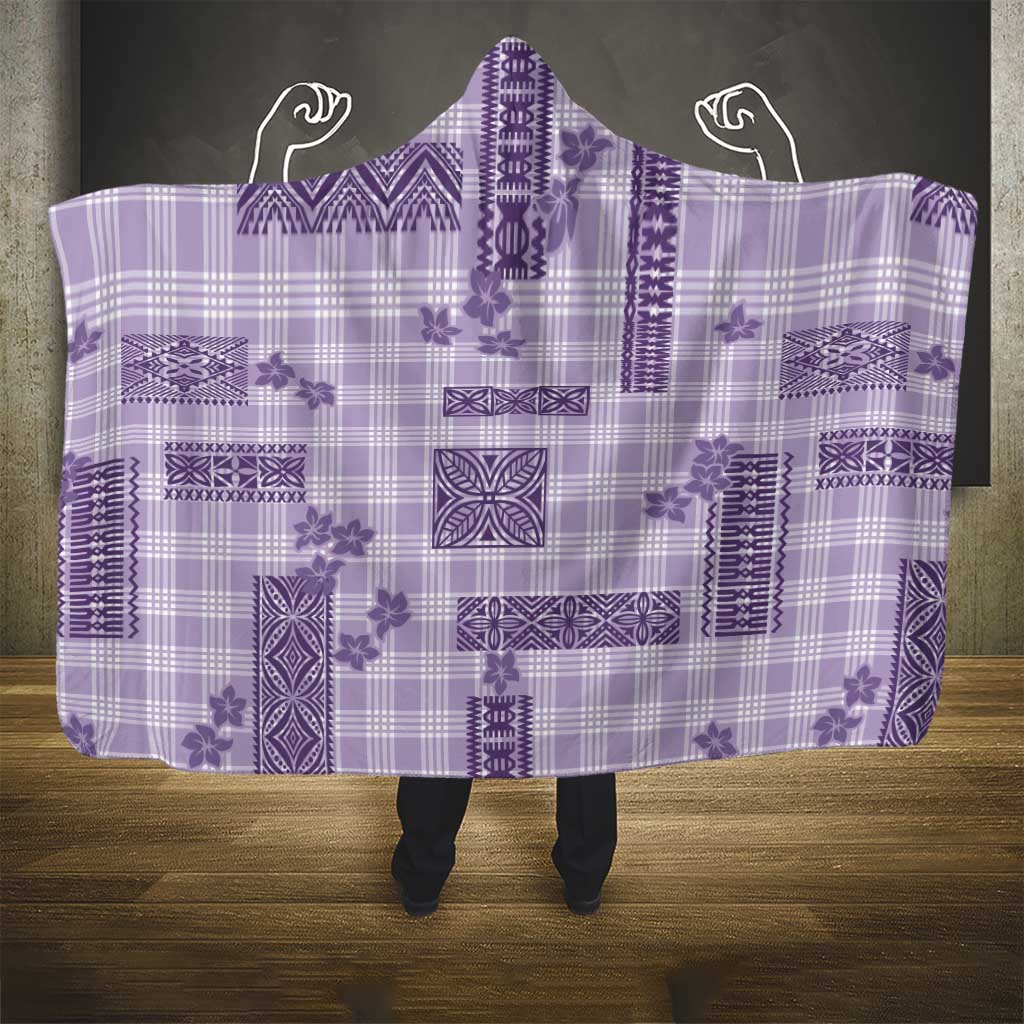 Hawaiian Quilt Tapa On Lilac Palaka Motifs Hooded Blanket LT7 - Polynesian Pride