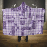Hawaiian Quilt Tapa On Lilac Palaka Motifs Hooded Blanket LT7 - Polynesian Pride