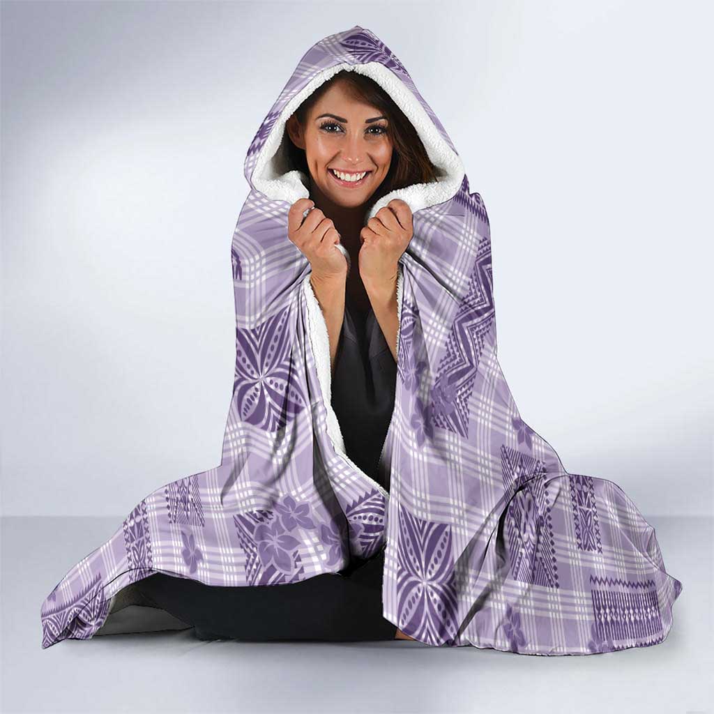 Hawaiian Quilt Tapa On Lilac Palaka Motifs Hooded Blanket LT7 - Polynesian Pride