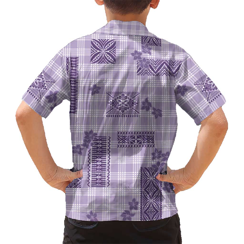 Hawaiian Quilt Tapa On Lilac Palaka Motifs Kid Hawaiian Shirt
