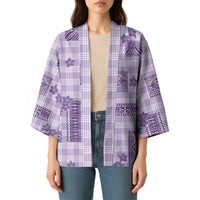 Hawaiian Quilt Tapa On Lilac Palaka Motifs Kimono