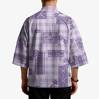 Hawaiian Quilt Tapa On Lilac Palaka Motifs Kimono
