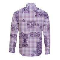 Hawaiian Quilt Tapa On Lilac Palaka Motifs Long Sleeve Button Shirt