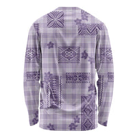 Hawaiian Quilt Tapa On Lilac Palaka Motifs Long Sleeve Shirt