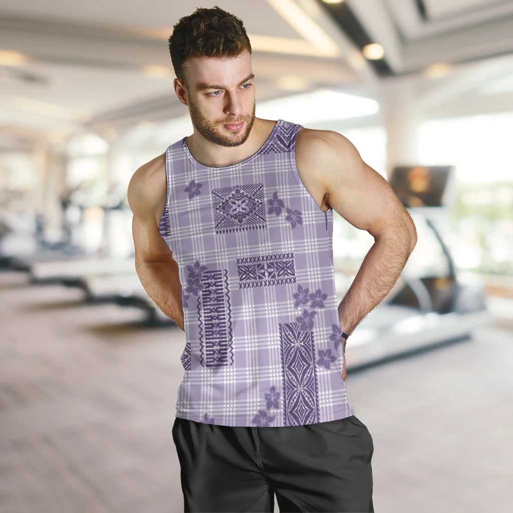 Hawaiian Quilt Tapa On Lilac Palaka Motifs Men Tank Top LT7 Lilac - Polynesian Pride