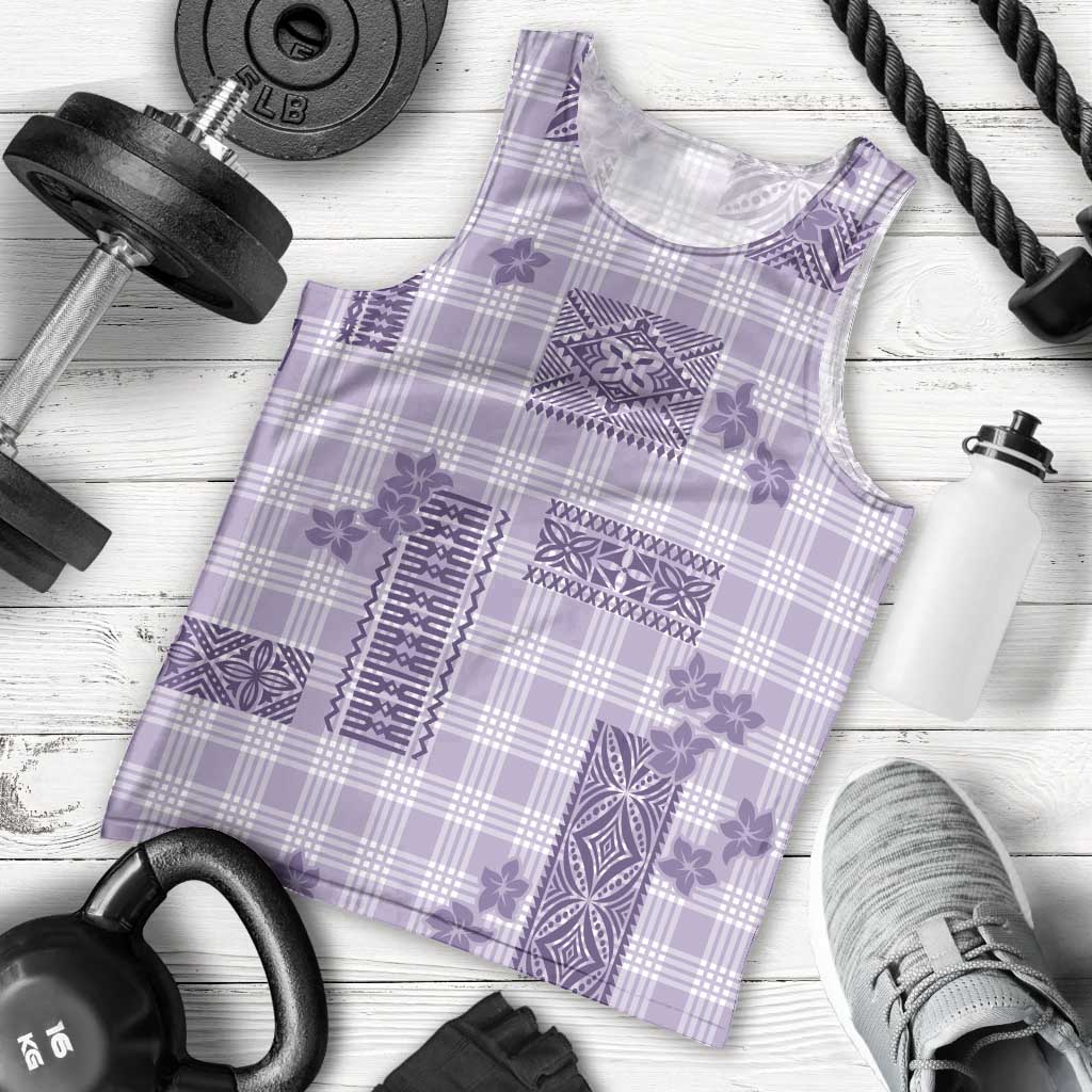 Hawaiian Quilt Tapa On Lilac Palaka Motifs Men Tank Top LT7 - Polynesian Pride