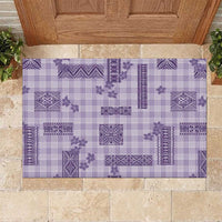 Hawaiian Quilt Tapa On Lilac Palaka Motifs Rubber Doormat