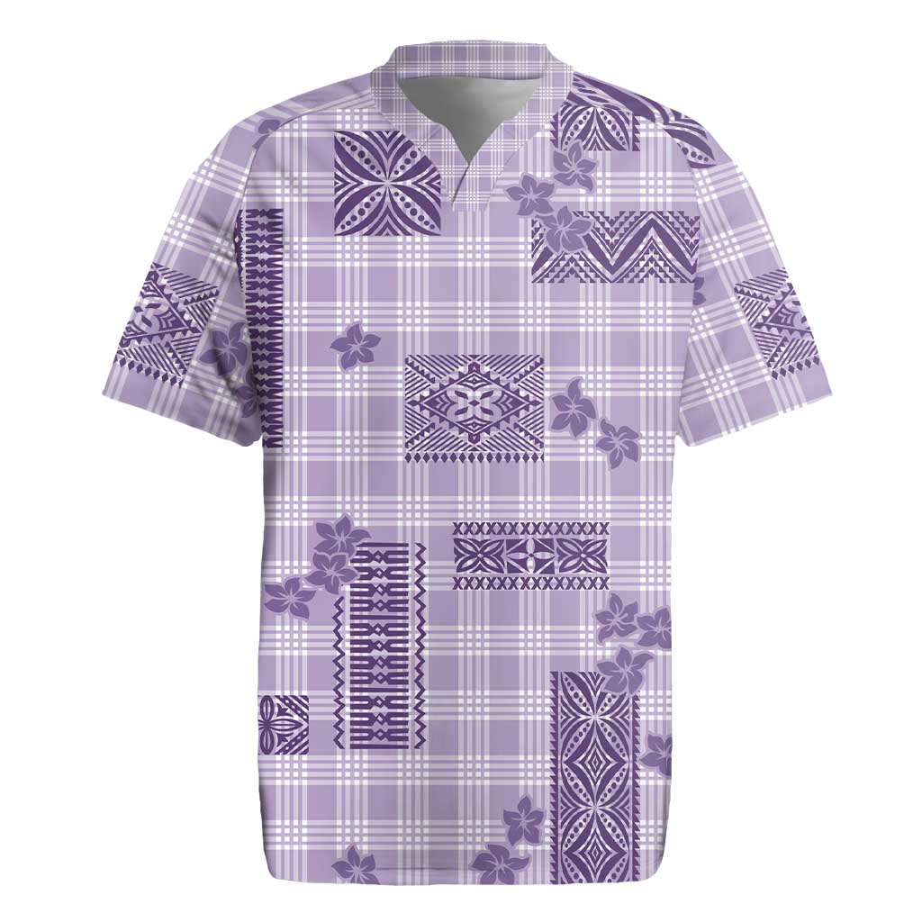 Hawaiian Quilt Tapa On Lilac Palaka Motifs Rugby Jersey LT7 Lilac - Polynesian Pride