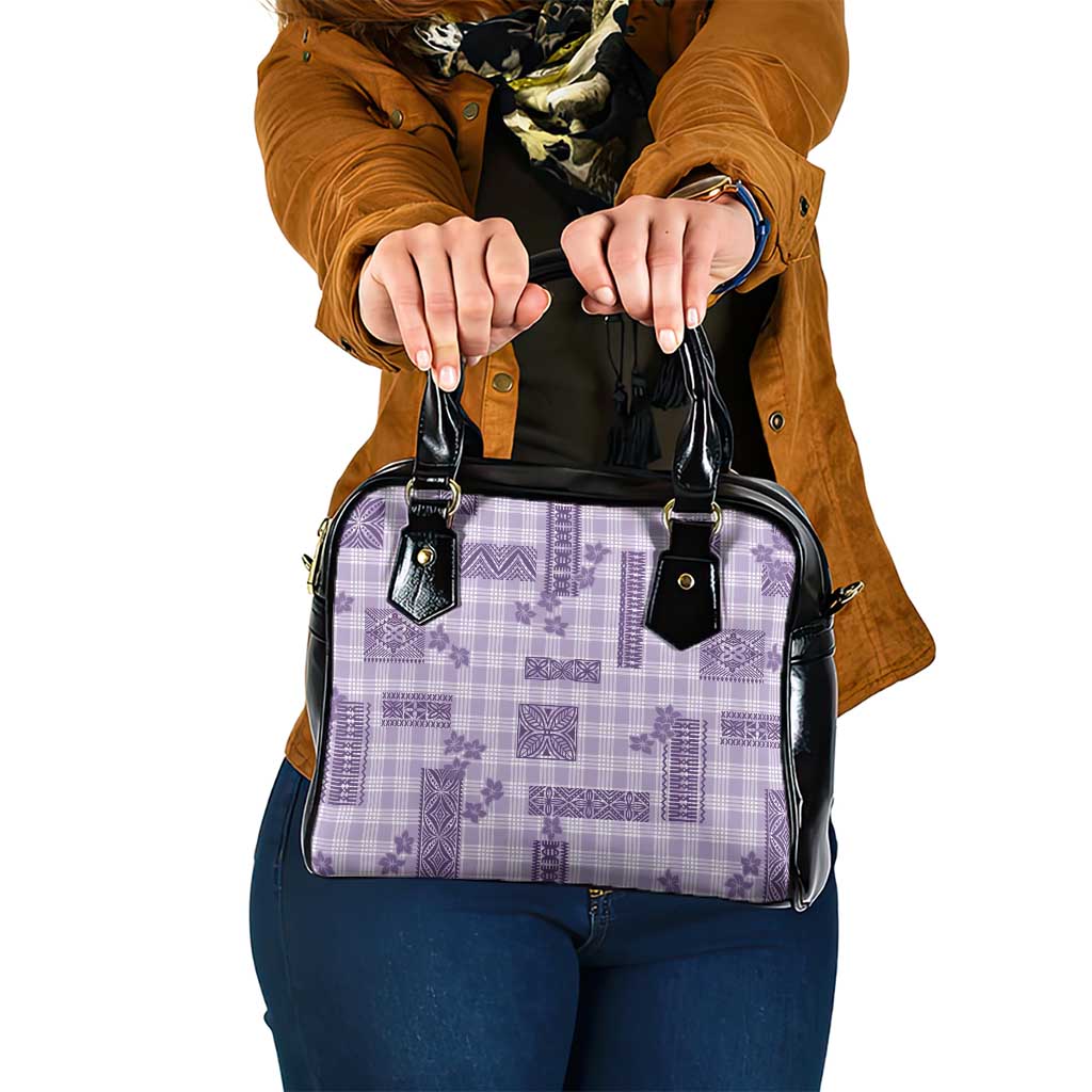 Hawaiian Quilt Tapa On Lilac Palaka Motifs Shoulder Handbag