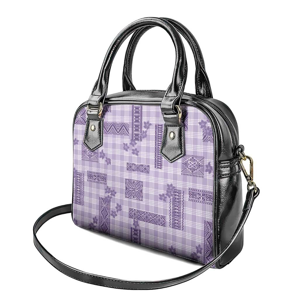 Hawaiian Quilt Tapa On Lilac Palaka Motifs Shoulder Handbag
