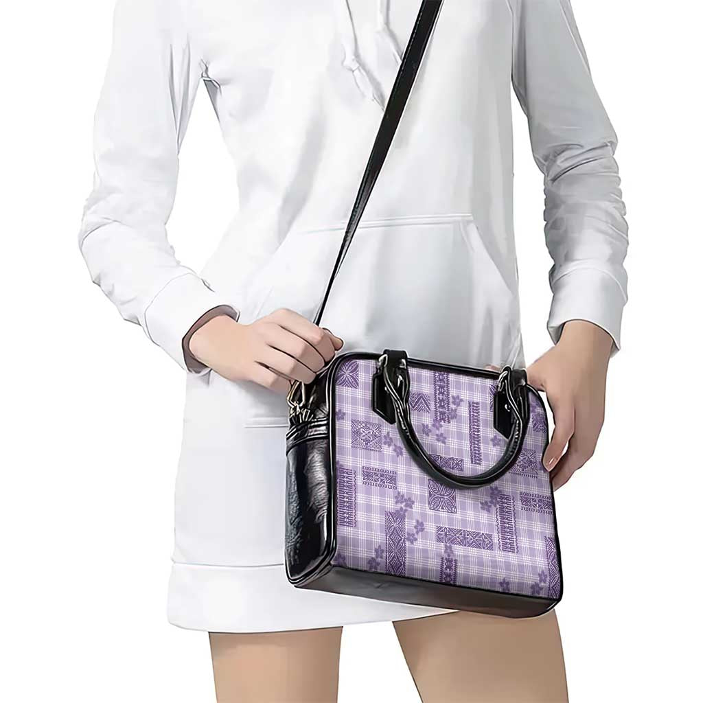 Hawaiian Quilt Tapa On Lilac Palaka Motifs Shoulder Handbag