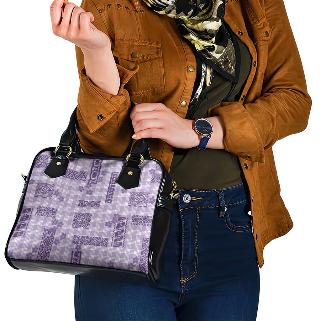 Hawaiian Quilt Tapa On Lilac Palaka Motifs Shoulder Handbag