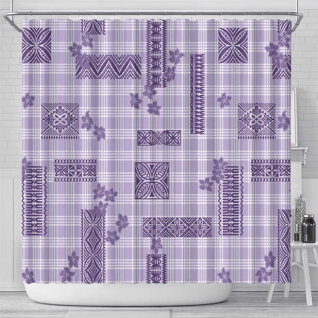 Hawaiian Quilt Tapa On Lilac Palaka Motifs Shower Curtain LT7 - Polynesian Pride