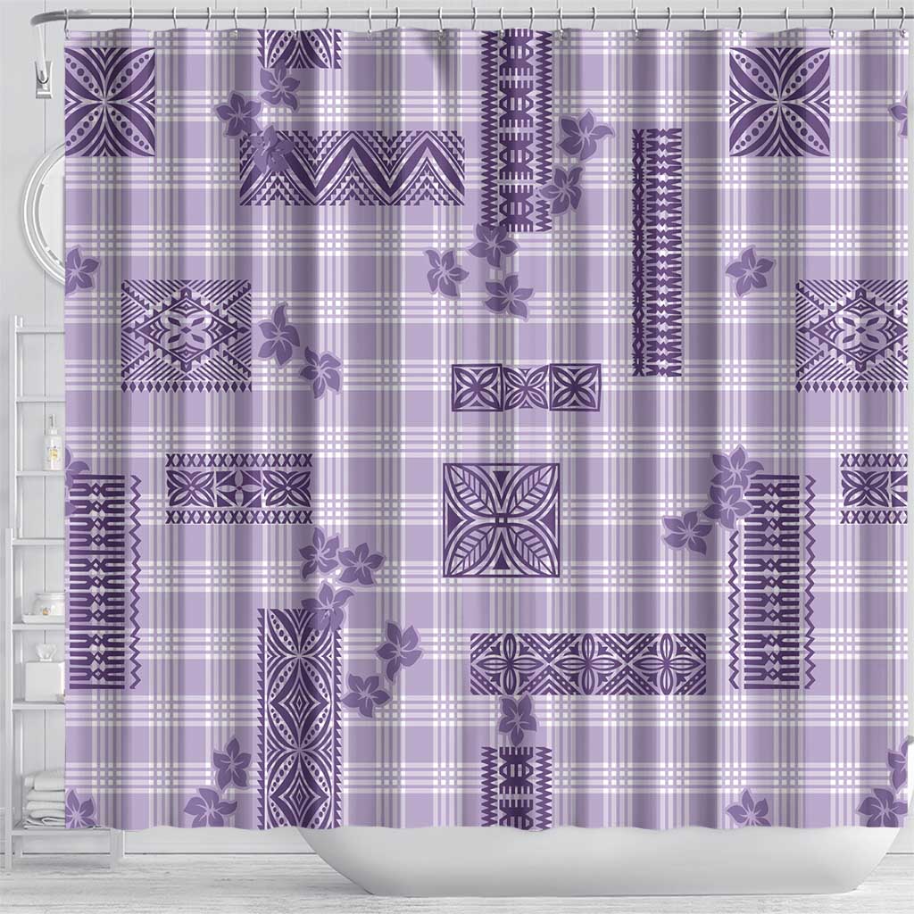 Hawaiian Quilt Tapa On Lilac Palaka Motifs Shower Curtain LT7 - Polynesian Pride