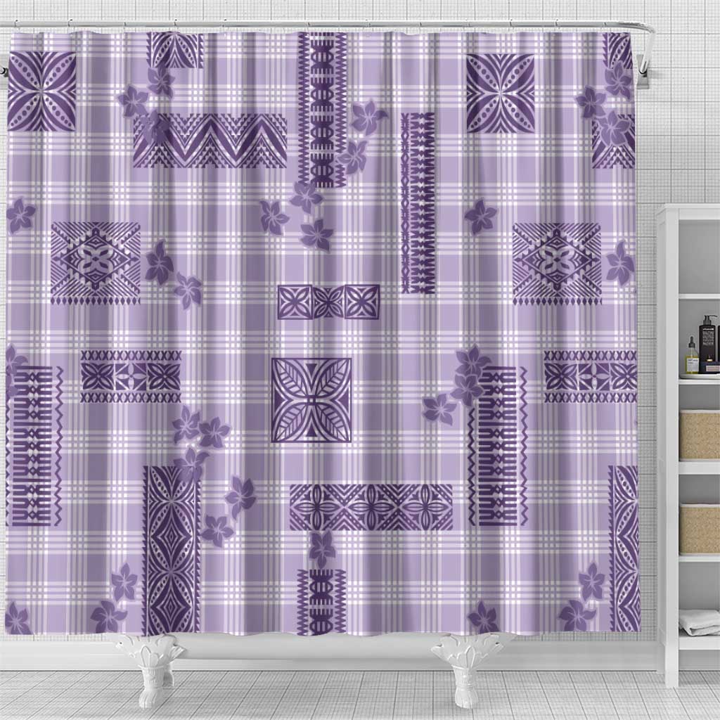 Hawaiian Quilt Tapa On Lilac Palaka Motifs Shower Curtain LT7 - Polynesian Pride