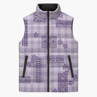 Hawaiian Quilt Tapa On Lilac Palaka Motifs Sleeveless Puffer Jacket LT7 Unisex Lilac - Polynesian Pride