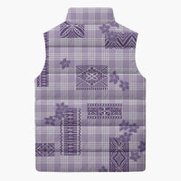 Hawaiian Quilt Tapa On Lilac Palaka Motifs Sleeveless Puffer Jacket LT7 - Polynesian Pride