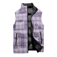 Hawaiian Quilt Tapa On Lilac Palaka Motifs Sleeveless Puffer Jacket LT7 - Polynesian Pride