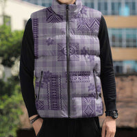 Hawaiian Quilt Tapa On Lilac Palaka Motifs Sleeveless Puffer Jacket LT7 - Polynesian Pride