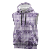 Hawaiian Quilt Tapa On Lilac Palaka Motifs Sleeveless Zip Hoodie