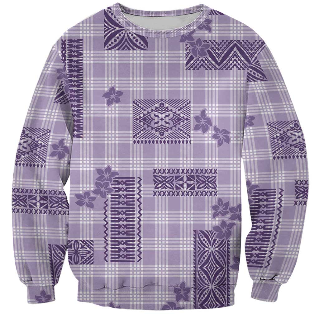 Hawaiian Quilt Tapa On Lilac Palaka Motifs Sweatshirt