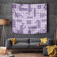 Hawaiian Quilt Tapa On Lilac Palaka Motifs Tapestry