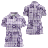 Hawaiian Quilt Tapa On Lilac Palaka Motifs Women Polo Shirt