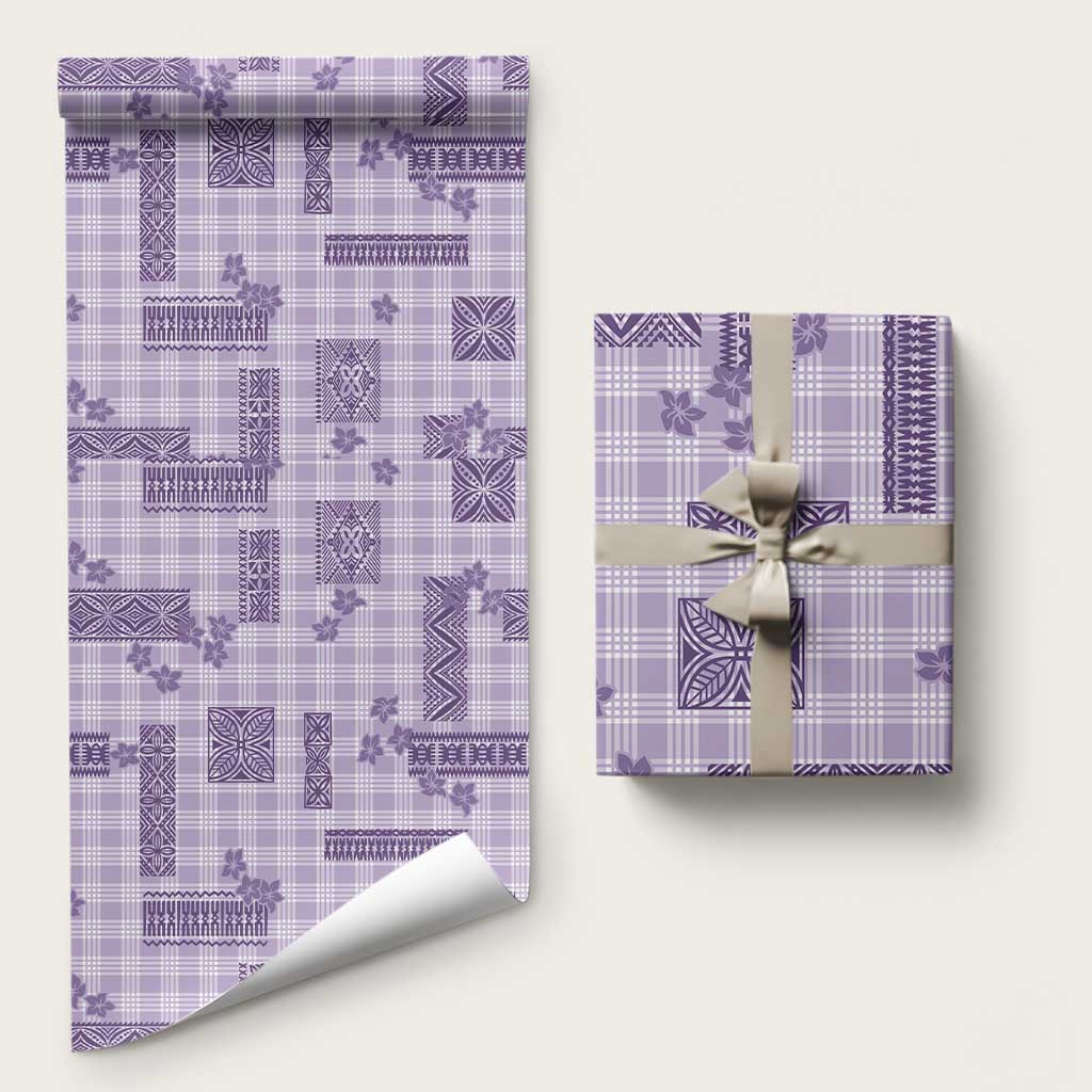 Hawaiian Quilt Tapa On Lilac Palaka Motifs Wrapping Paper