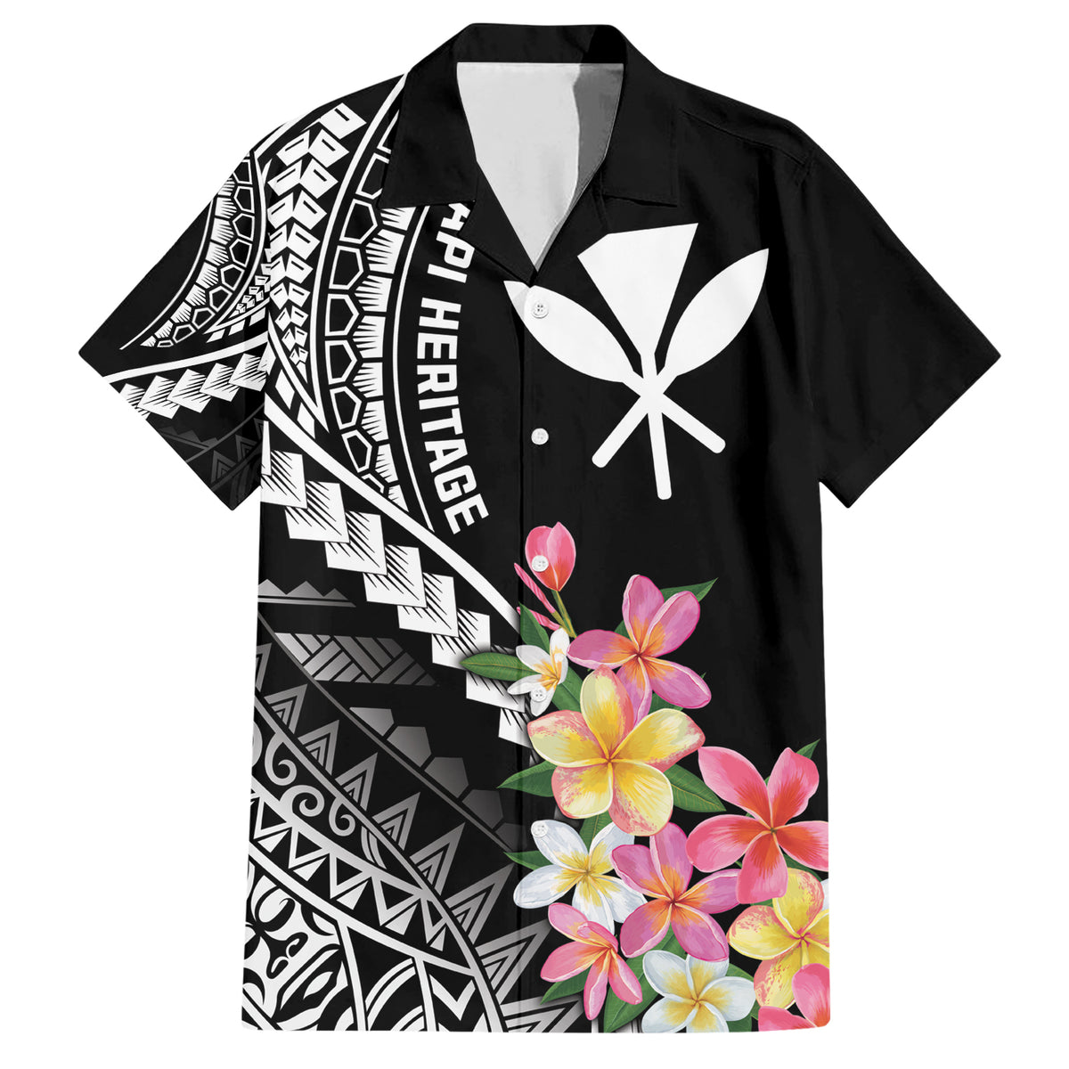 AAPI Heritage Month Family Matching Short Sleeve Bodycon Dress and Hawaiian Shirt Kanaka Hawaii Plumeria