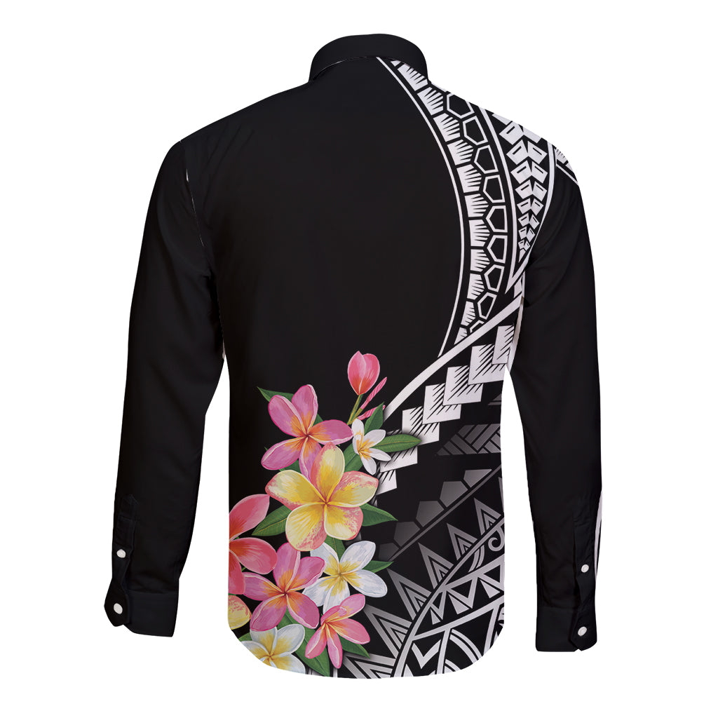 AAPI Heritage Month Long Sleeve Button Shirt Kanaka Hawaii Plumeria LT7 - Polynesian Pride