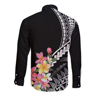 AAPI Heritage Month Long Sleeve Button Shirt Kanaka Hawaii Plumeria LT7 - Polynesian Pride