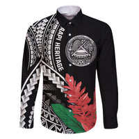 AAPI Heritage Month Family Matching Long Sleeve Bodycon Dress and Hawaiian Shirt Samoa Teuila LT7 Dad's Shirt - Long Sleeve Black - Polynesian Pride