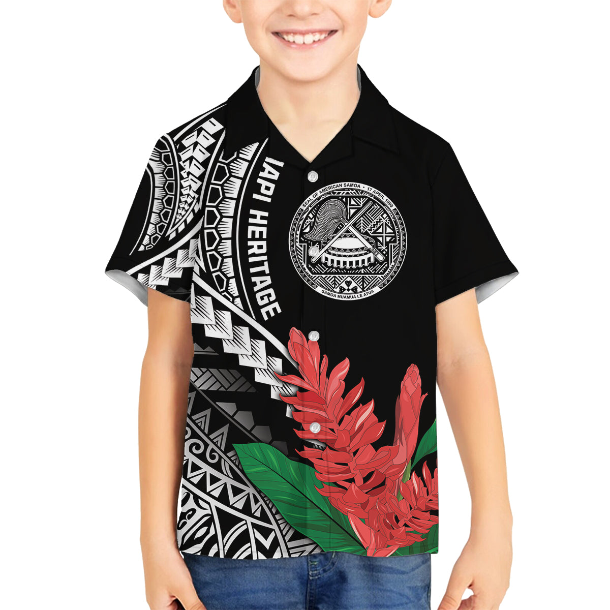 AAPI Heritage Month Family Matching Long Sleeve Bodycon Dress and Hawaiian Shirt Samoa Teuila LT7 Son's Shirt Black - Polynesian Pride