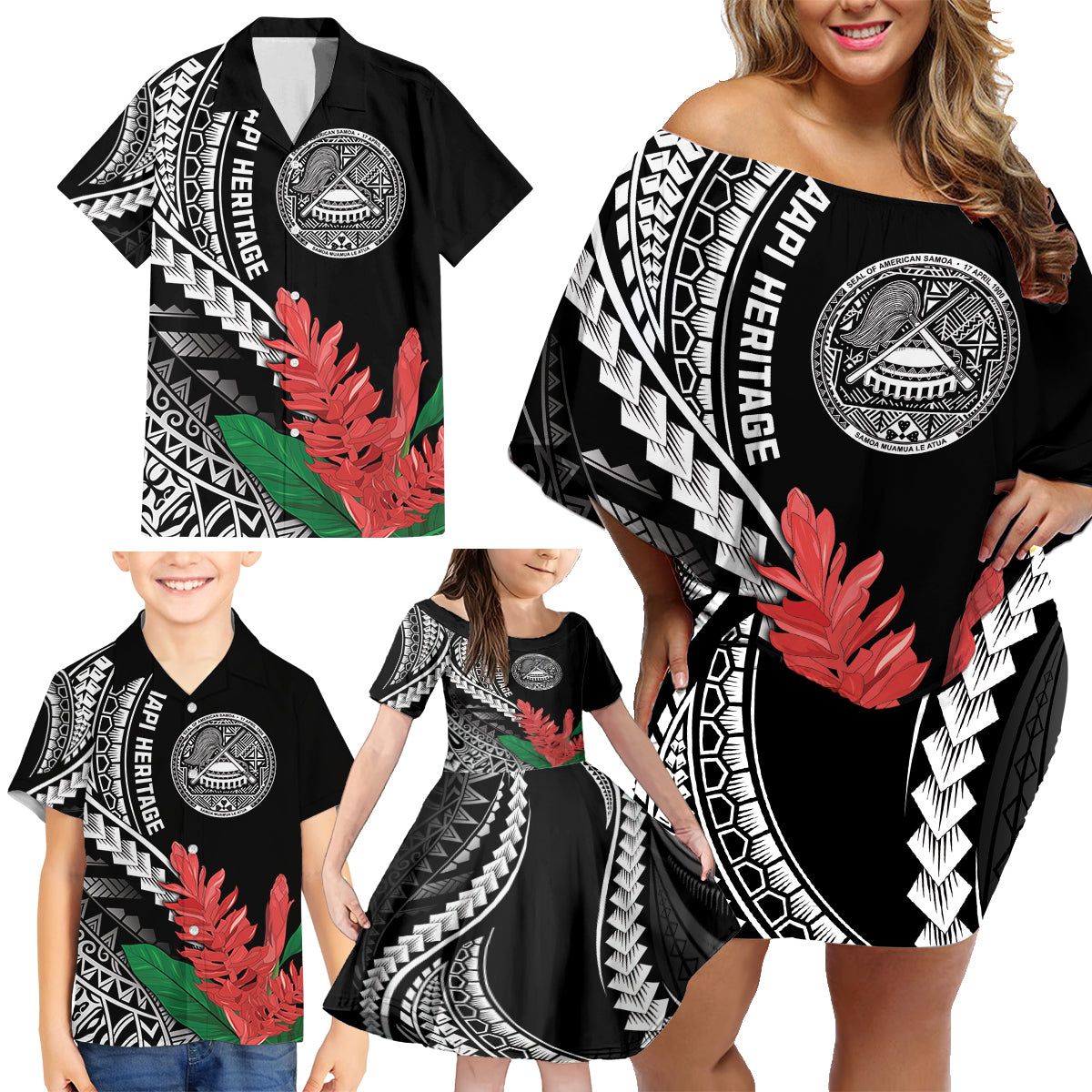 AAPI Heritage Month Family Matching Off Shoulder Short Dress and Hawaiian Shirt Samoa Teuila LT7 - Polynesian Pride