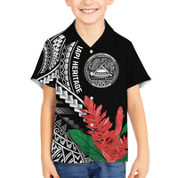 AAPI Heritage Month Family Matching Off Shoulder Short Dress and Hawaiian Shirt Samoa Teuila LT7 Son's Shirt Black - Polynesian Pride