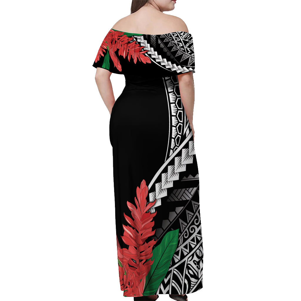 AAPI Heritage Month Off Shoulder Maxi Dress Samoa Teuila LT7 - Polynesian Pride
