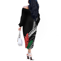 AAPI Heritage Month Off The Shoulder Long Sleeve Dress Samoa Teuila LT7 - Polynesian Pride