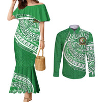 Tonga Liahona High School Personalized Couples Matching Mermaid Dress and Long Sleeve Button Shirt Ngatu Tokelaufeletoa Motifs
