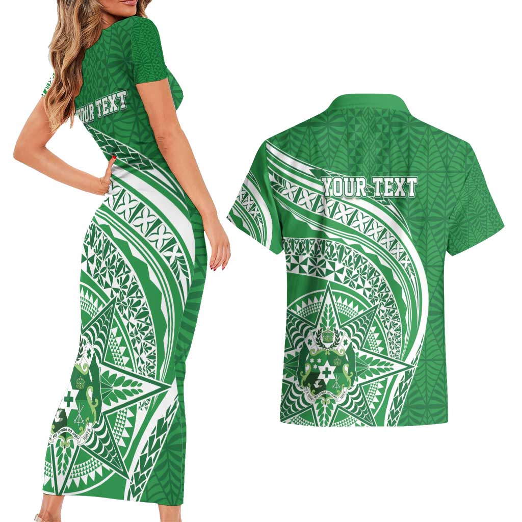 Tonga Liahona High School Personalized Couples Matching Short Sleeve Bodycon Dress and Hawaiian Shirt Ngatu Tokelaufeletoa Motifs