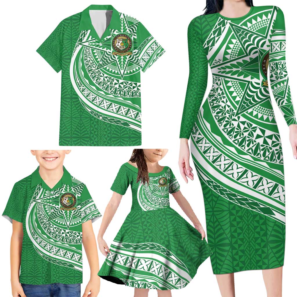 Tonga Liahona High School Personalized Family Matching Long Sleeve Bodycon Dress and Hawaiian Shirt Ngatu Tokelaufeletoa Motifs
