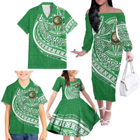 Tonga Liahona High School Personalized Family Matching Off The Shoulder Long Sleeve Dress and Hawaiian Shirt Ngatu Tokelaufeletoa Motifs