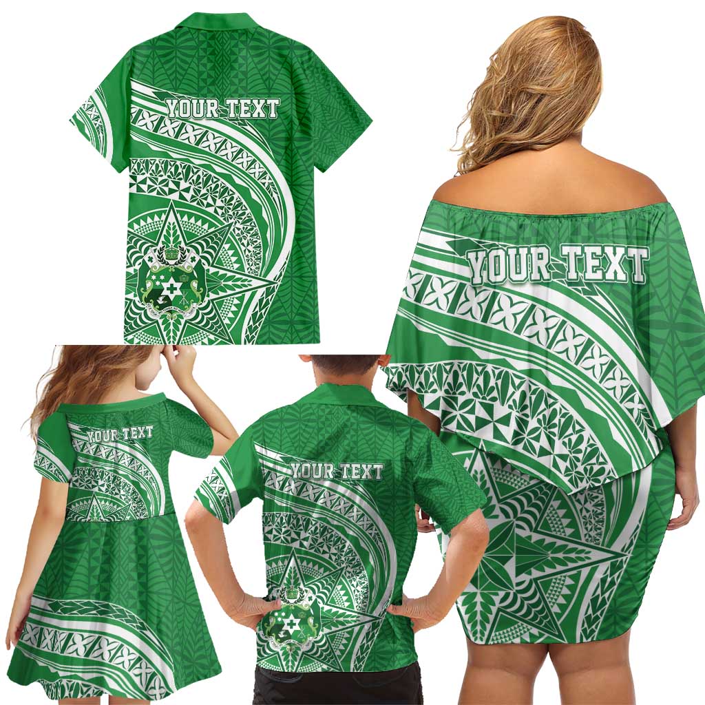 Tonga Liahona High School Personalized Family Matching Off Shoulder Short Dress and Hawaiian Shirt Ngatu Tokelaufeletoa Motifs