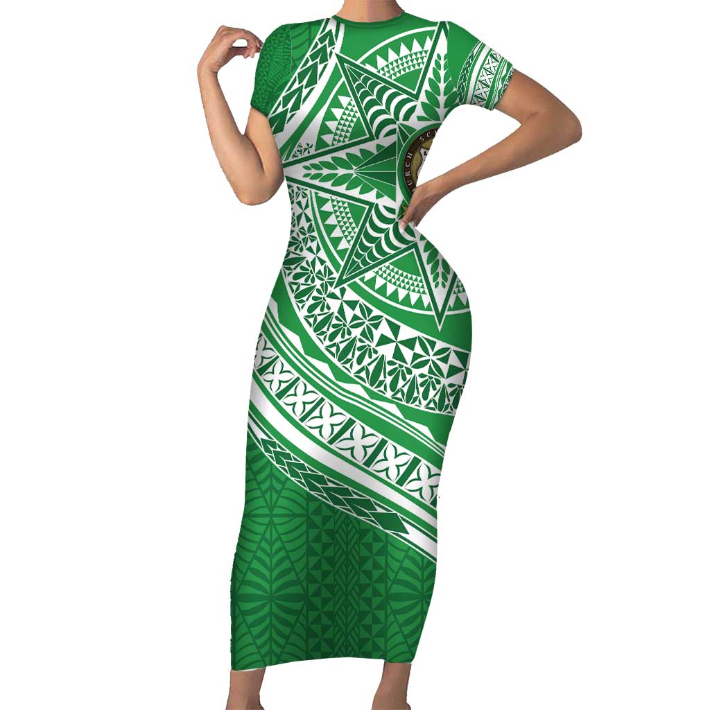 Tonga Liahona High School Personalized Family Matching Short Sleeve Bodycon Dress and Hawaiian Shirt Ngatu Tokelaufeletoa Motifs