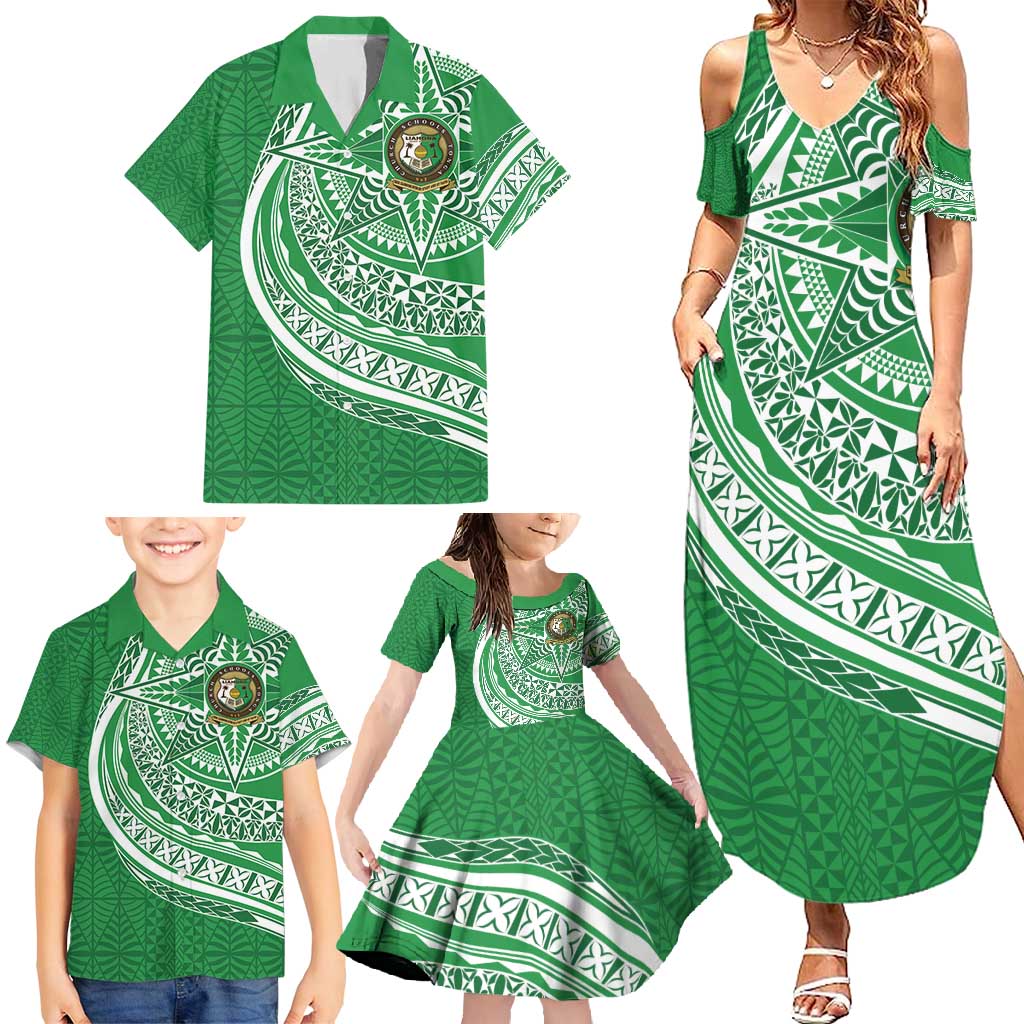 Tonga Liahona High School Personalized Family Matching Summer Maxi Dress and Hawaiian Shirt Ngatu Tokelaufeletoa Motifs