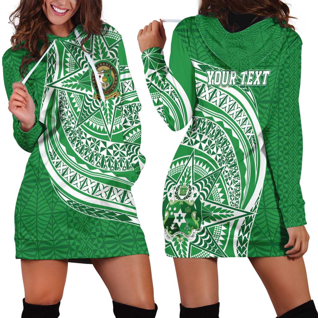 Tonga Liahona High School Personalized Hoodie Dress Ngatu Tokelaufeletoa Motifs