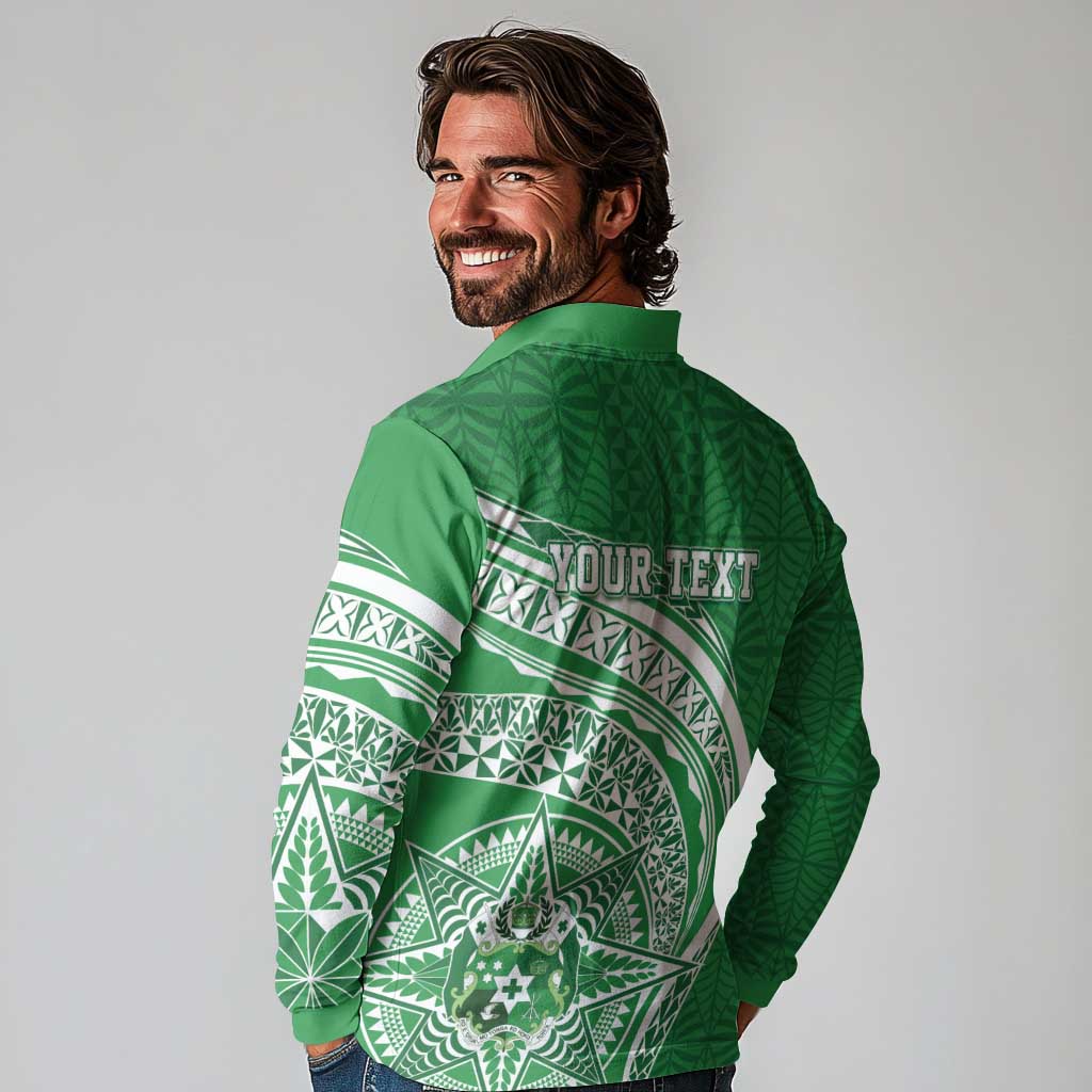 Tonga Liahona High School Personalized Long Sleeve Polo Shirt Ngatu Tokelaufeletoa Motifs